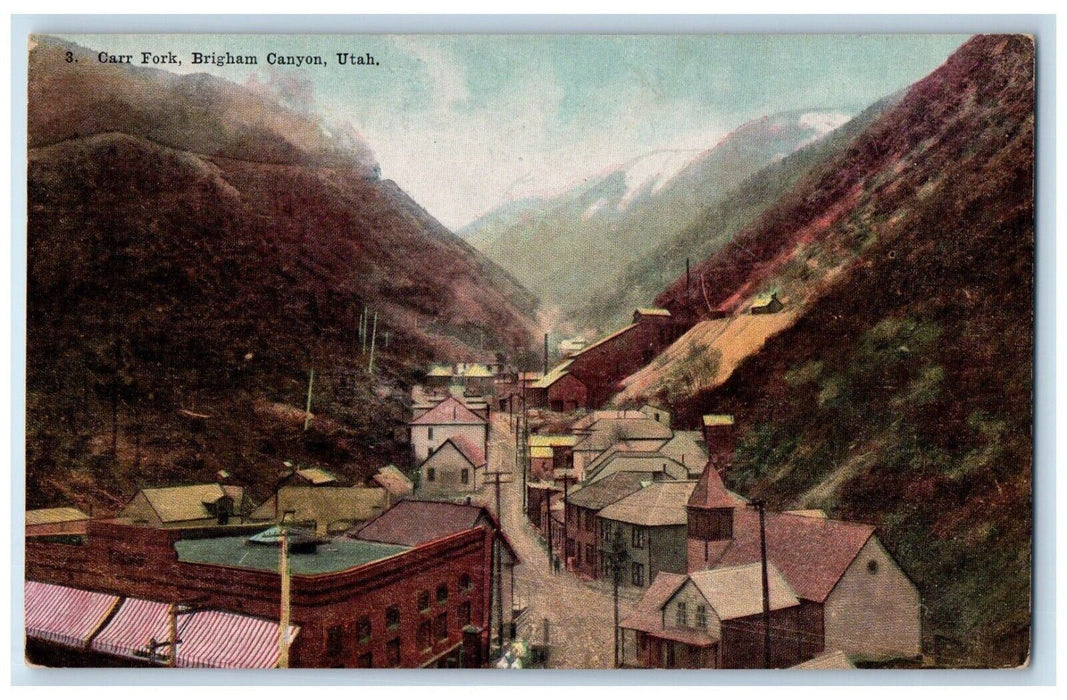 c1910 Carr Fork Houses Small Road Brigham Canyon Mountain Utah UT Postcard