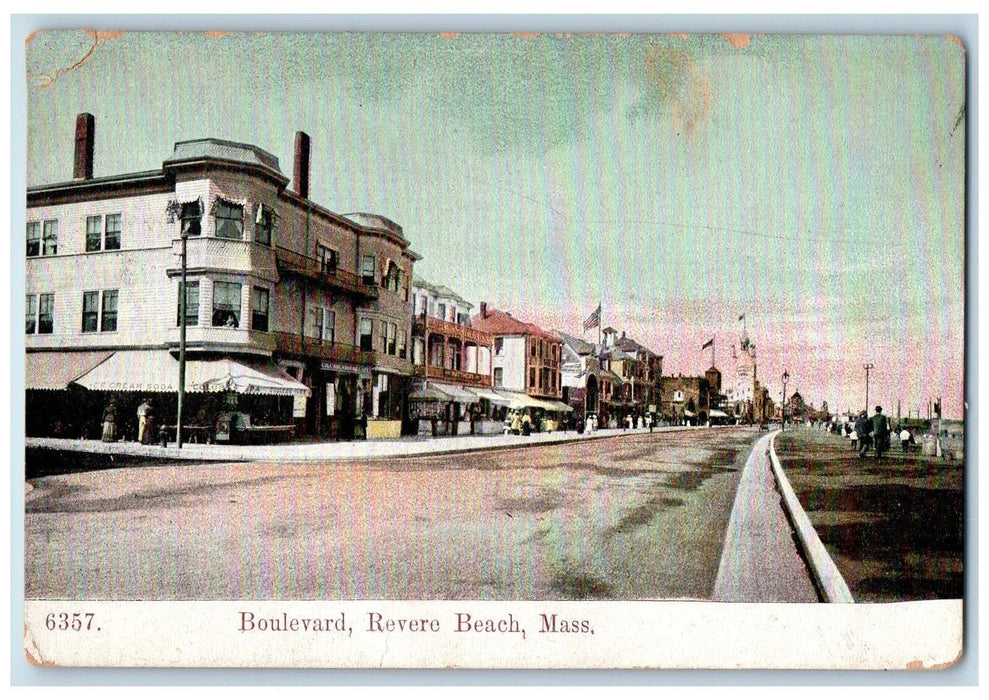 c1910s Boulevard Revere Beach Shops Scene Massachusetts MA Unposted Postcard