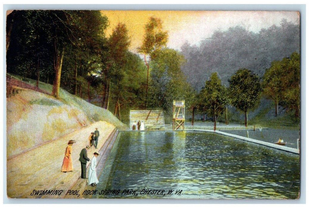 1908 Swimming Pool Rock Spring Park Chester West Virginia W VA Antique Postcard