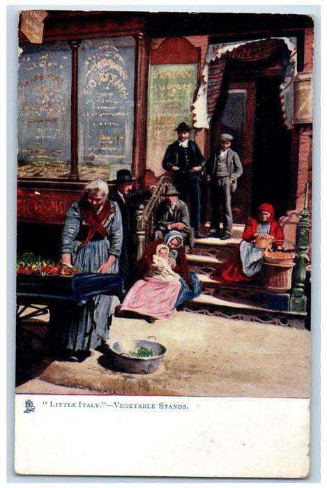 c1905 Little Italy Vegetable Stands Cosmopolitan New York NY Tuck Art Postcard