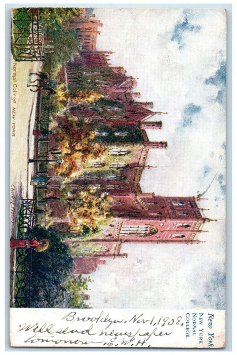 1908 New York Normal College New York City NY Oilette Tuck Art Posted Postcard