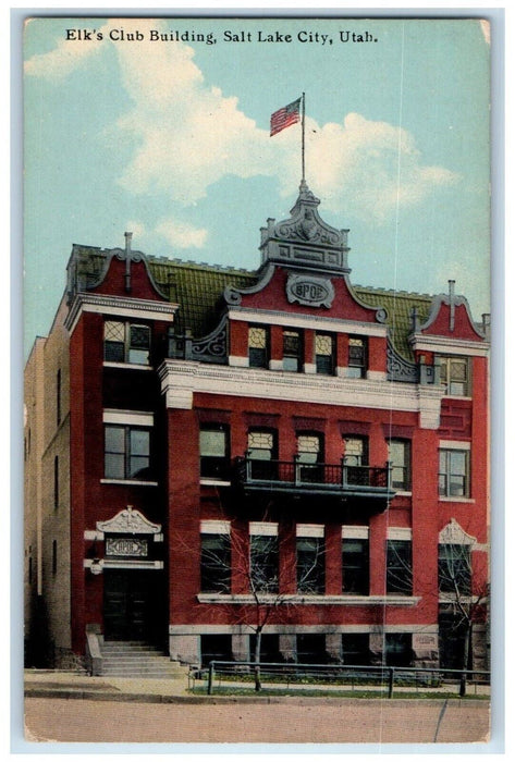 c1910 Elk's Club Building Salt Lake City Utah UT Antique Posted Postcard