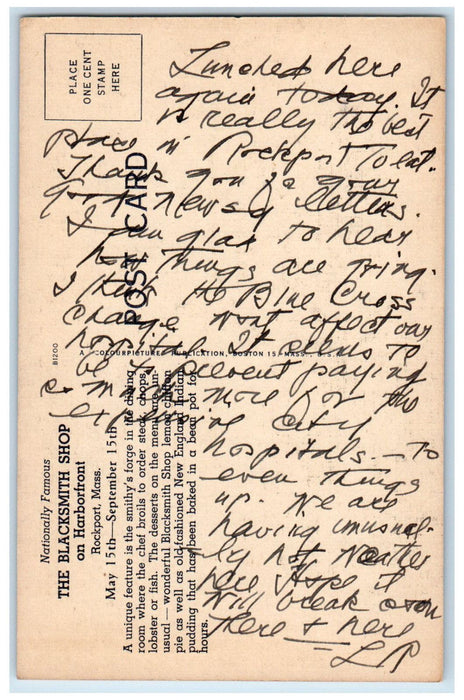 c1940's The Blacksmith Shop On Harborfront Rockport Massachusetts MA Postcard