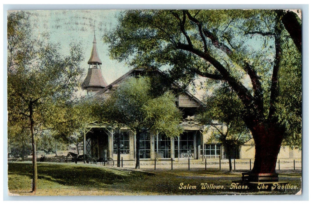 1912 Horse Carriage The Pavilion Salem Willows Massachusetts MA Antique Postcard
