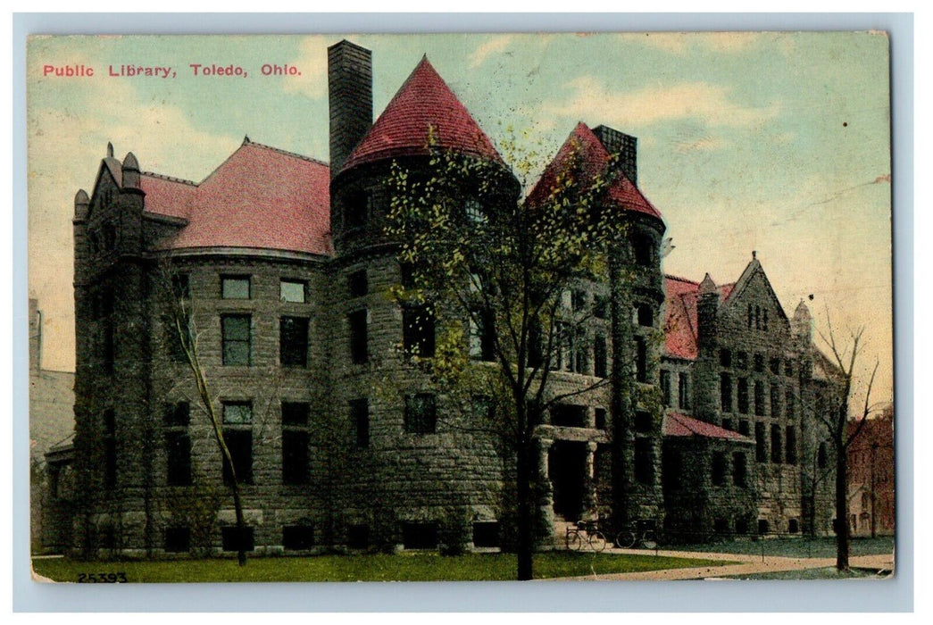 1911 Public Library Building Toledo Ohio OH Posted Antique Postcard