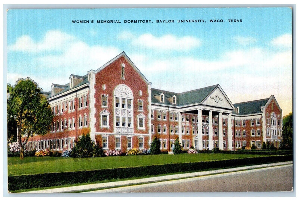 c1950's Women's Memorial Dormitory Baylor University Waco Texas TX Postcard