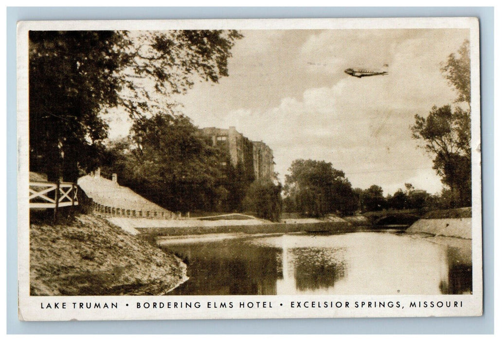 1947 Lake Truman Bordering Elms Hotel Excelsior Springs Missouri MO Postcard