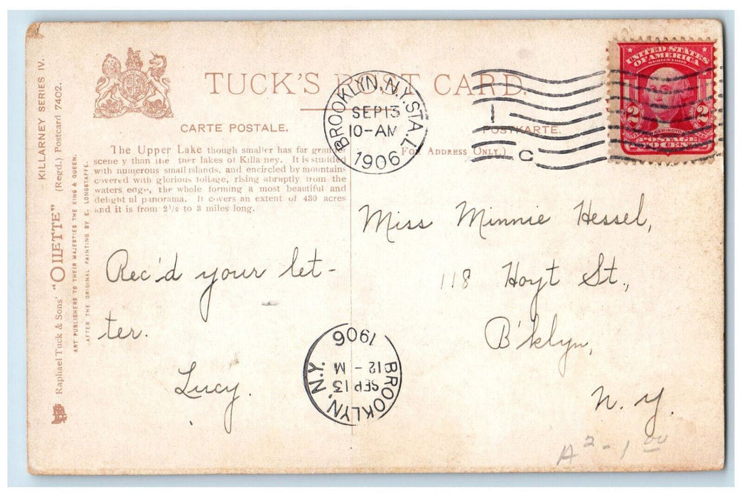 1906 Upper Lake Killarney Ireland Oilette Tuck Art Antique Posted Postcard