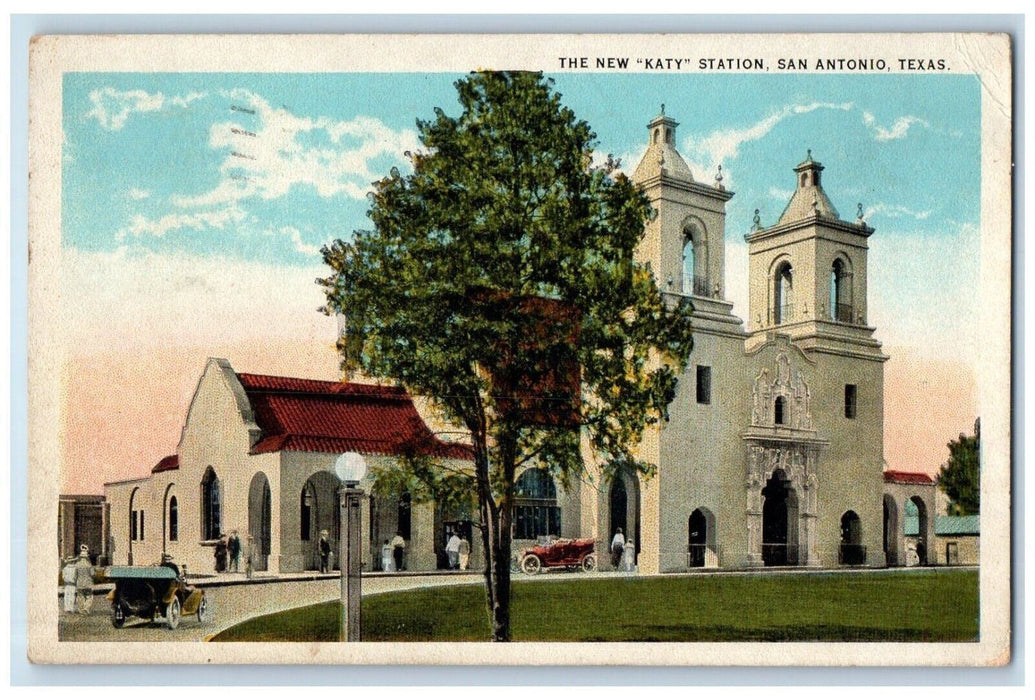 1923 The New "Katy" Station San Antonio Texas TX Vintage Posted Postcard