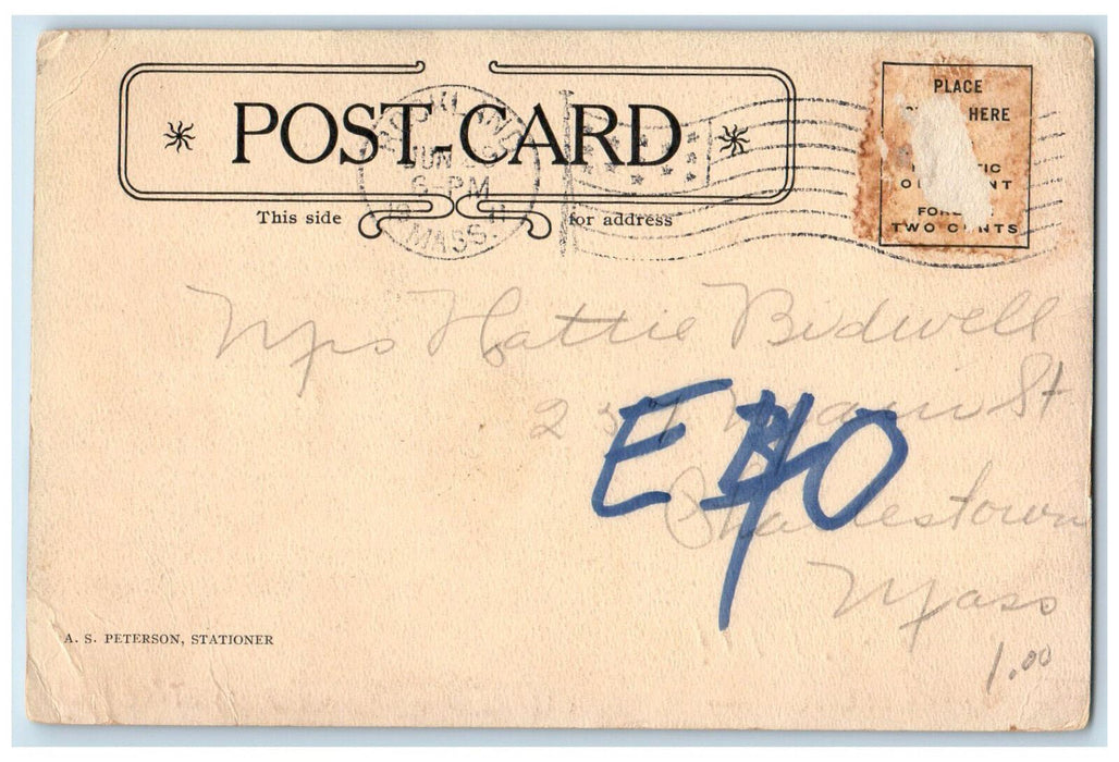 1911 First Congregational Church Rockland Massachusetts MA Posted Postcard
