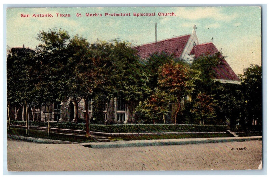 1913 St. Mark's Protestant Episcopal Church San Antonio Texas TX Postcard