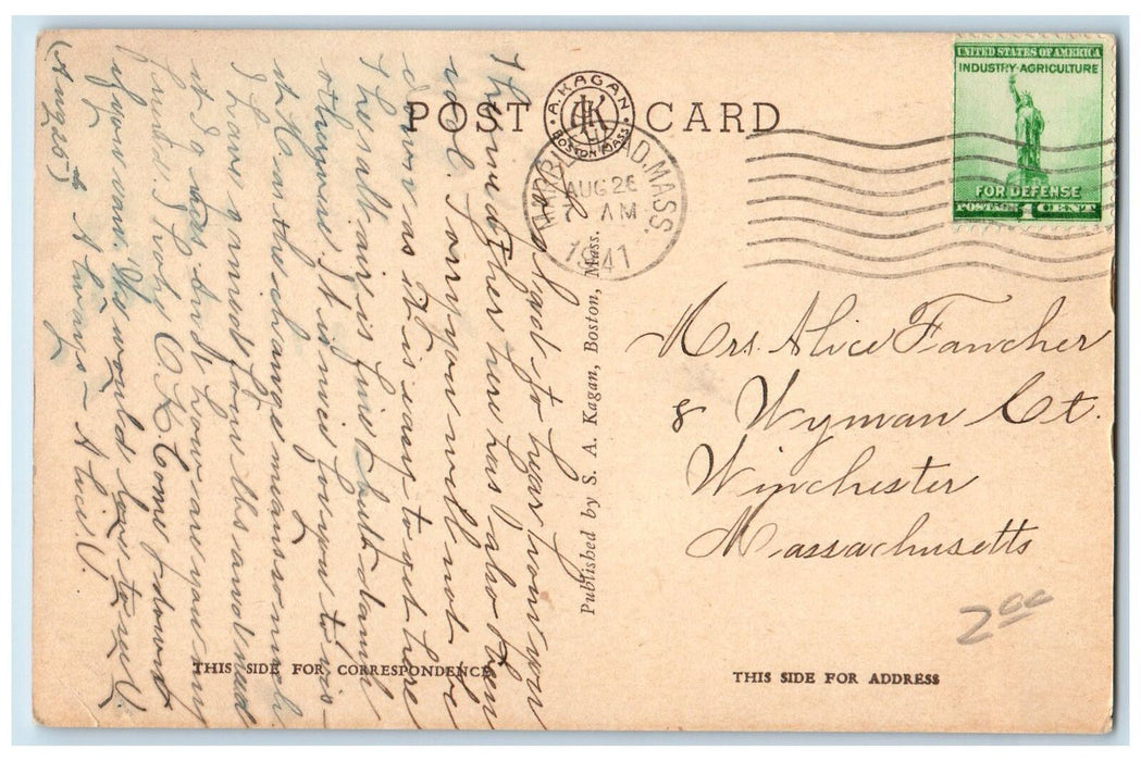 1941 Abbot Hall Exterior Scene Marblehead Massachusetts MA Posted Postcard