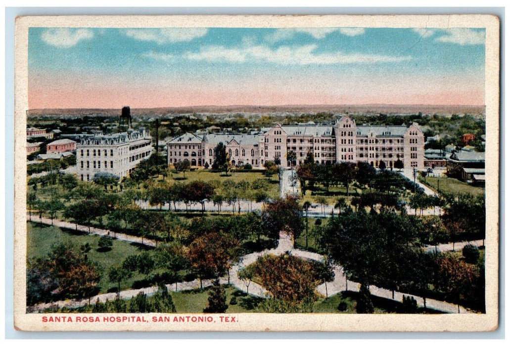 c1920's View of Santa Rosa Hospital San Antonio Texas TX Antique Postcard
