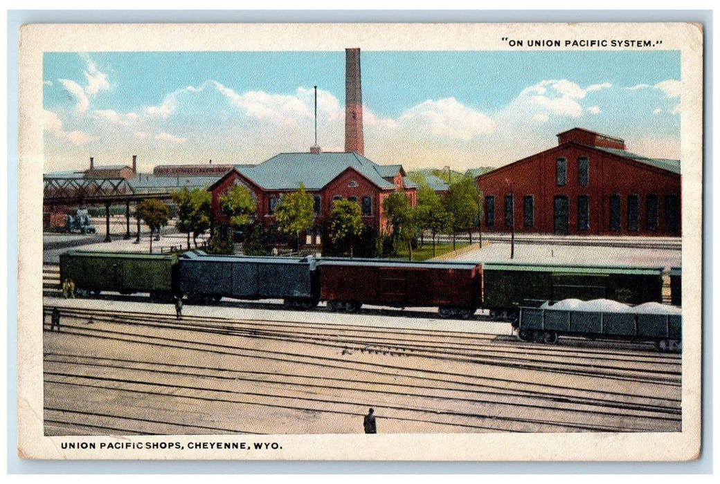 c1950's Union Pacific Shops Railway Tracks Cargos Cheyenne Wyoming WY Postcard