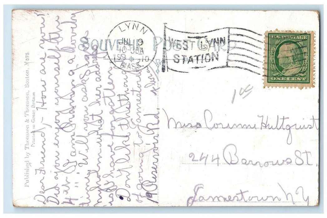 1910 Gold Fish Pond Fountain Scene Lynn Massachusetts MA Posted People Postcard