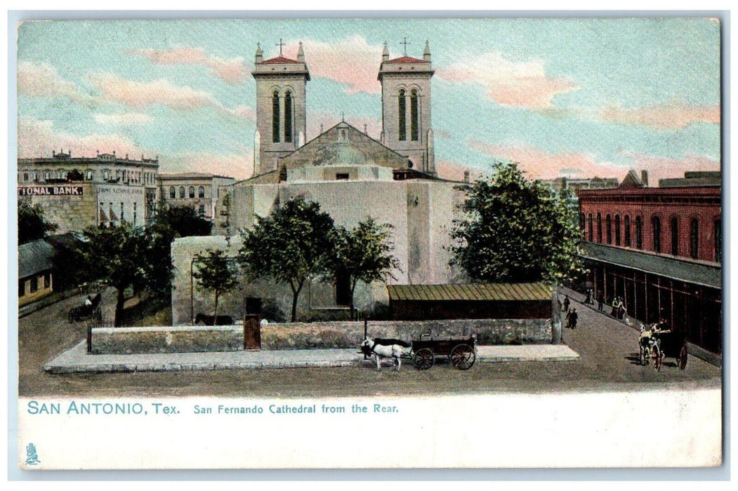 1907 San Fernando Cathedral Horse Carriage Texas TX Antique Tuck Art Postcard