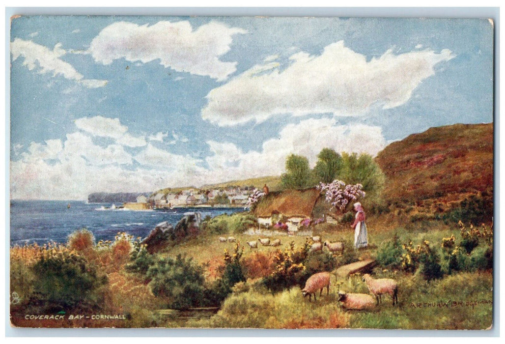 c1910 Coverack Bay Helston Cornwall England Oilette Tuck Art Antique Postcard