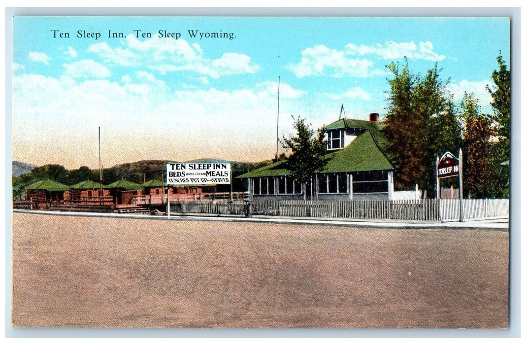 c1950 Ten Sleep Inn Restaurants Cottages Road Side Ten Sleep Wyoming WY Postcard