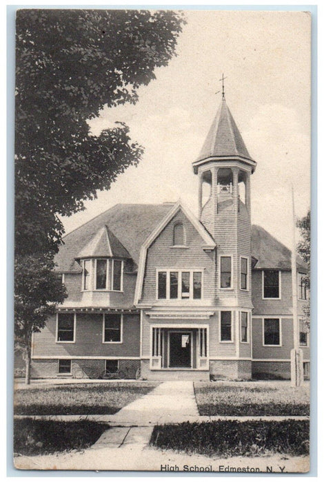1909 High School Building Edmeston Long Island New York NY Antique Postcard