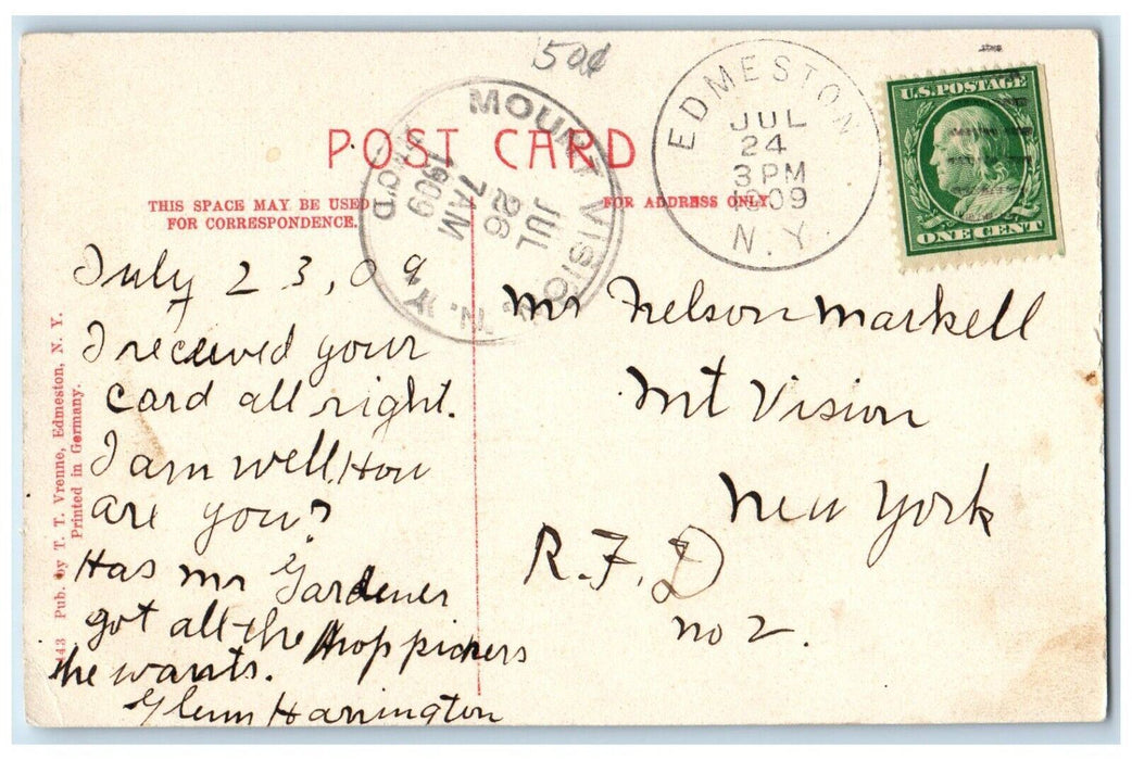 1909 High School Building Edmeston Long Island New York NY Antique Postcard