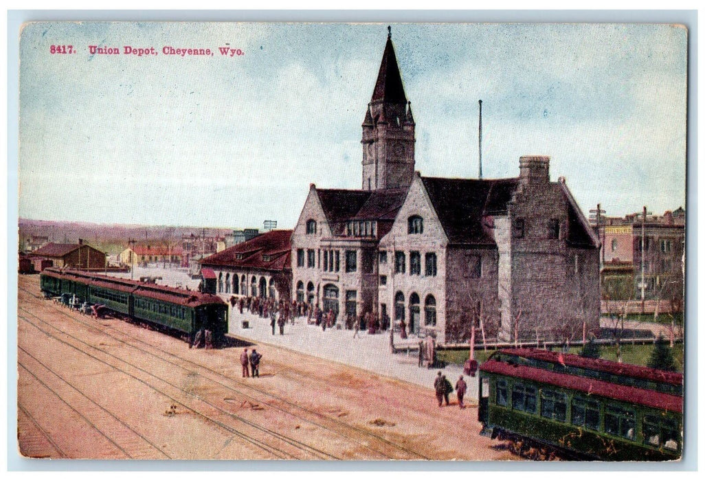 c1950 Union Depot Train Station Passenger Building Cheyenne Wyoming WY Postcard