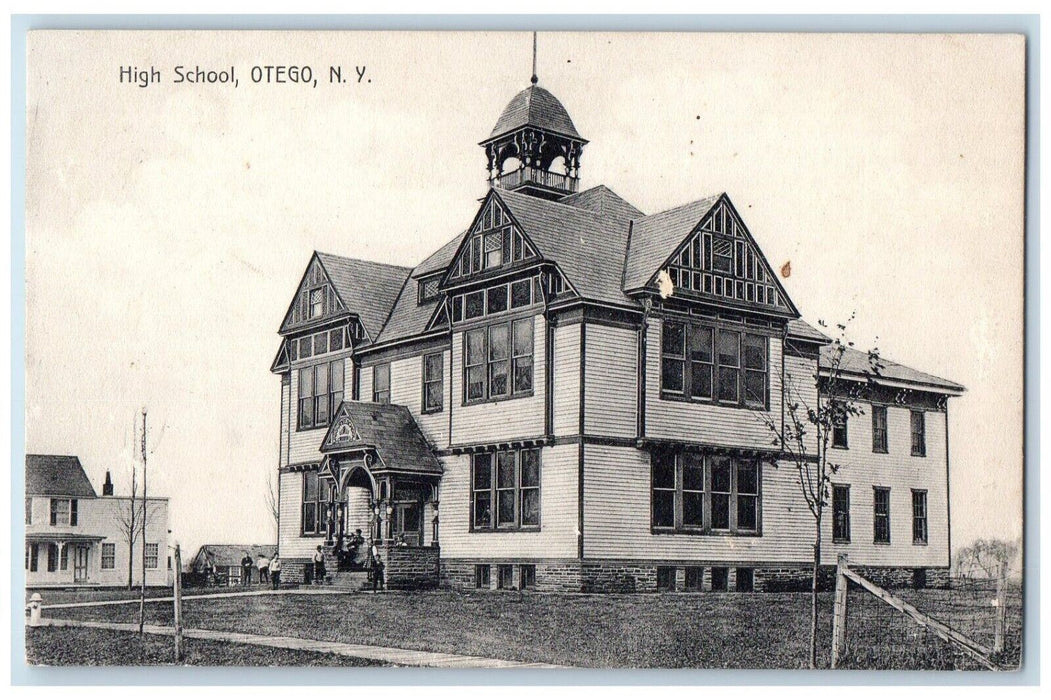 c1910's High School Building Campus Otego New York NY Unposted Antique Postcard