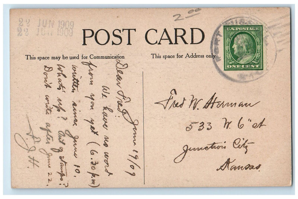 1909 High School Campus Building Facade Entrance Cheyenne Wyoming WY Postcard