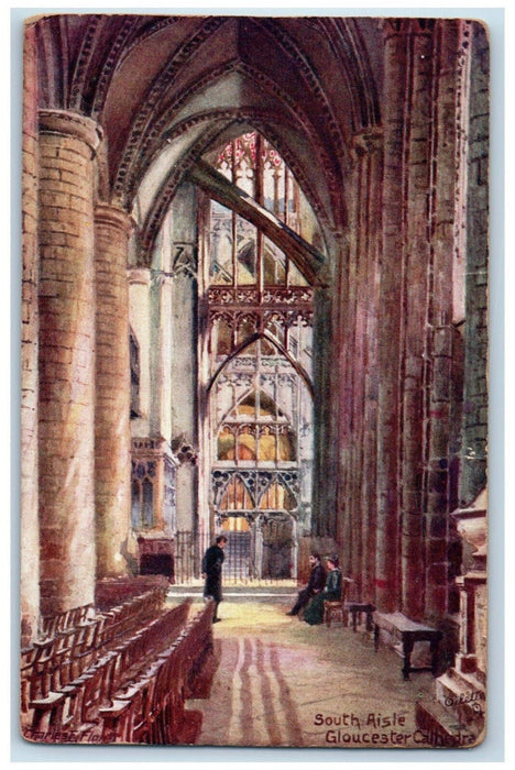 c1910 South Aisle Gloucester Cathedral England Oilette Tuck Art Antique Postcard