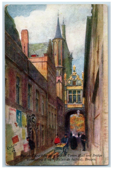 c1910 Rue D L'Anse Brudges (Brugges) Belgium Oilette Tuck Art Antique Postcard