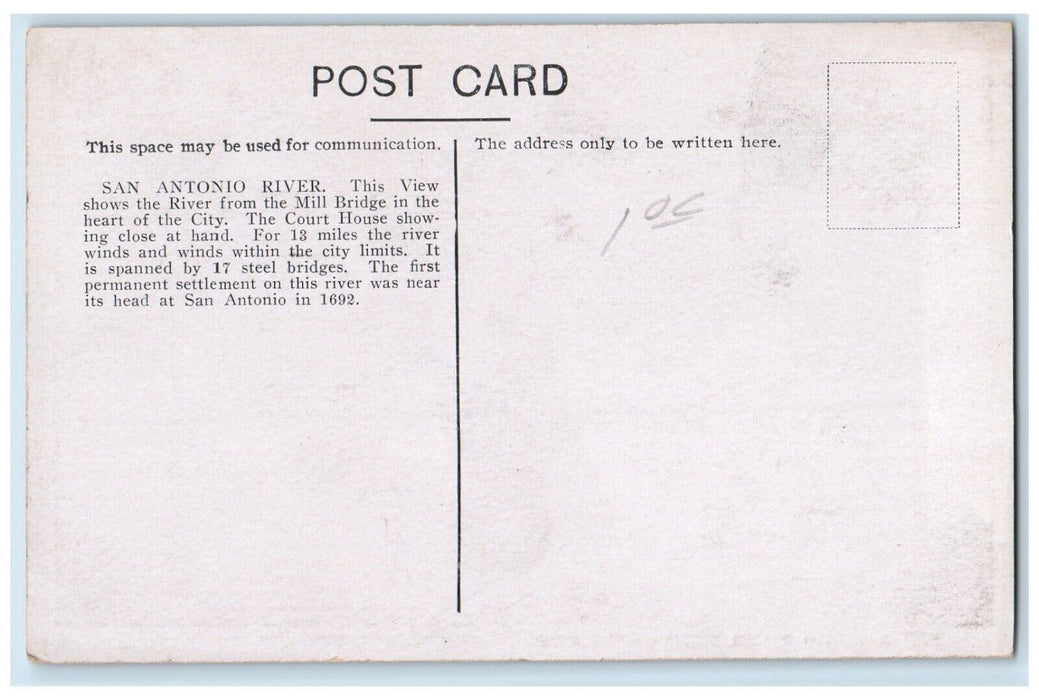 c1940's San Antonio River with Court House San Antonio Texas TX Postcard