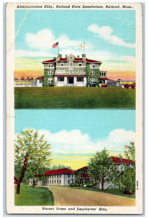 1950 Administration Bldg Nurses Home Rutland Massachusetts MA Unposted Postcard