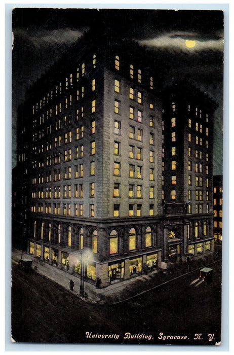 c1910 Moonlight at University Building Syracuse New York NY Postcard