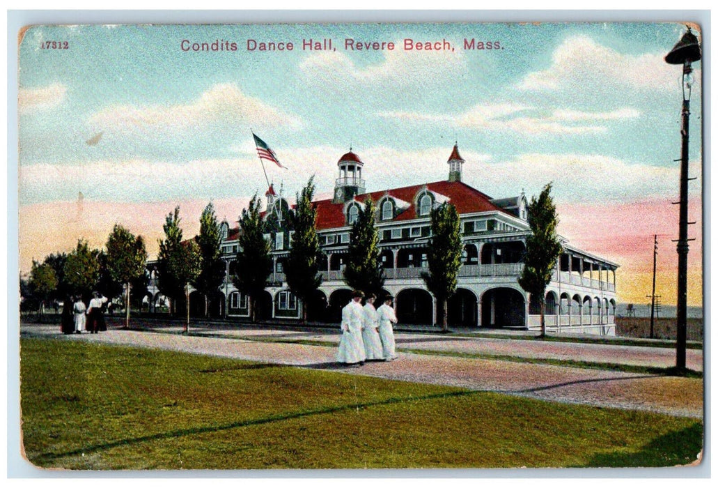 c1910 Condits Dance Hall, Revere Beach Massachusetts MA Antique Postcard