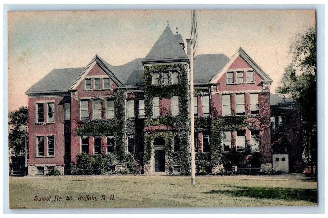 c1910's School No. 46 Flag Pole Ground Buffalo New York NY Unposted Postcard