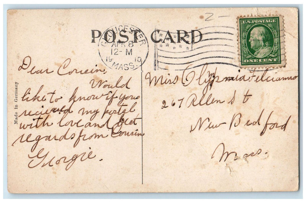 1910 Carnegie Library Rockport Massachusetts MA Antique Posted Postcard