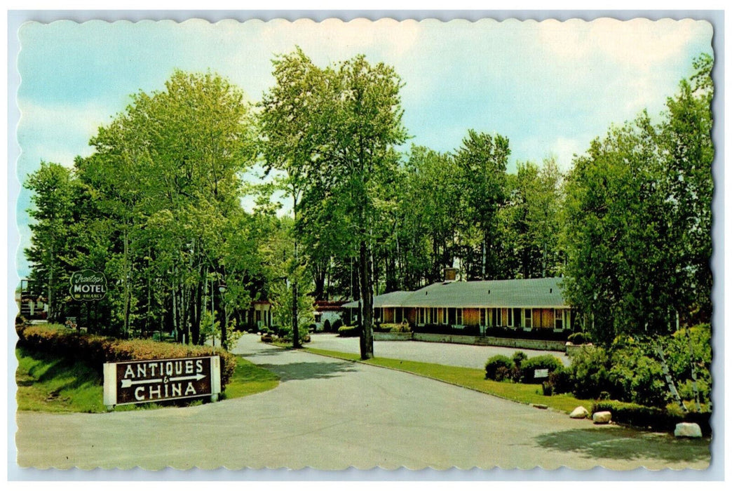 c1950's Antiques & China Sign Treetops Motel Restaurant Cornwall Canada Postcard