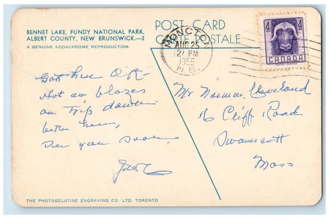 1955 Bennet Lake Fundy National Park Albert County New Brunswick Canada Postcard