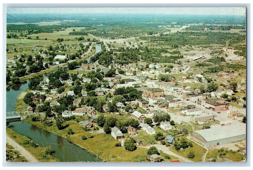 c1960's Aerial View of Houses Buildings in Thessalon Ontario Canada Postcard