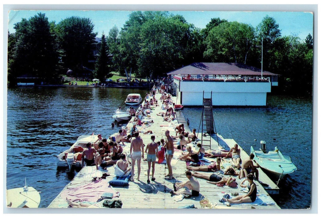 c1950's Clevelands House Sun Deck and Pier Minett Ontario Canada Postcard