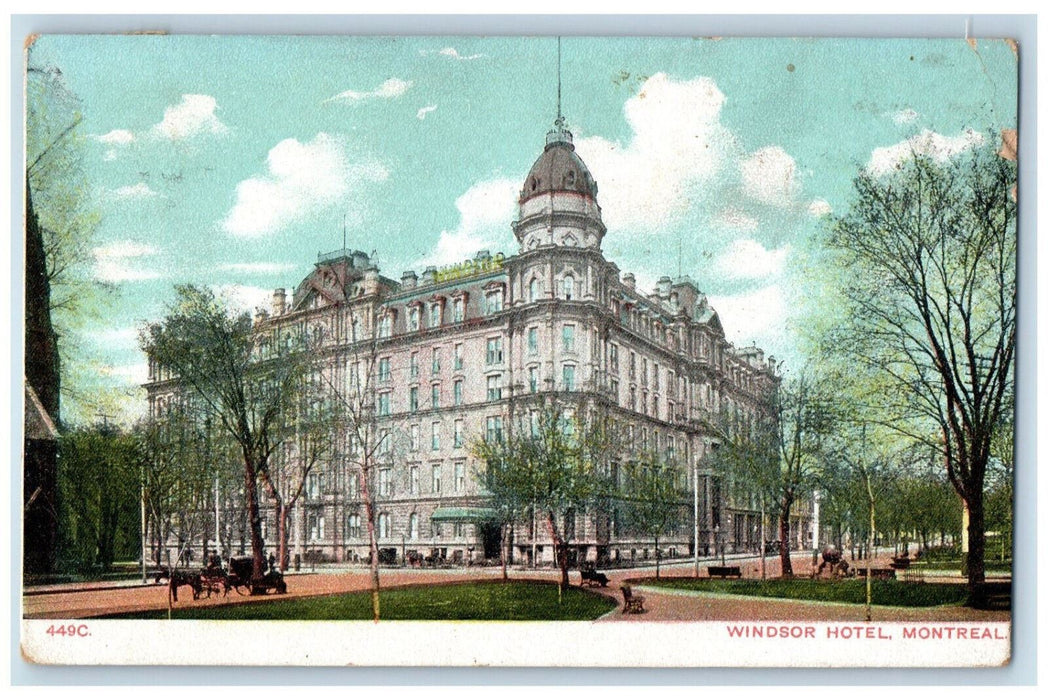 1913 View of Windsor Hotel Montreal Quebec Canada Antique Posted Postcard
