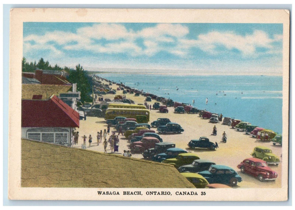 c1940's Wasaga Beach Ontario Canada Antique Posted Krom-O-Graph Postcard