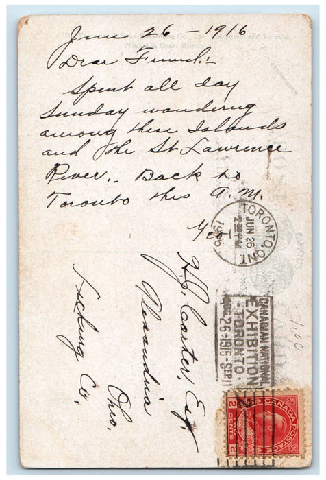 1916 Kerry Point Canadian Channel Thousand Islands Ontario Canada Postcard