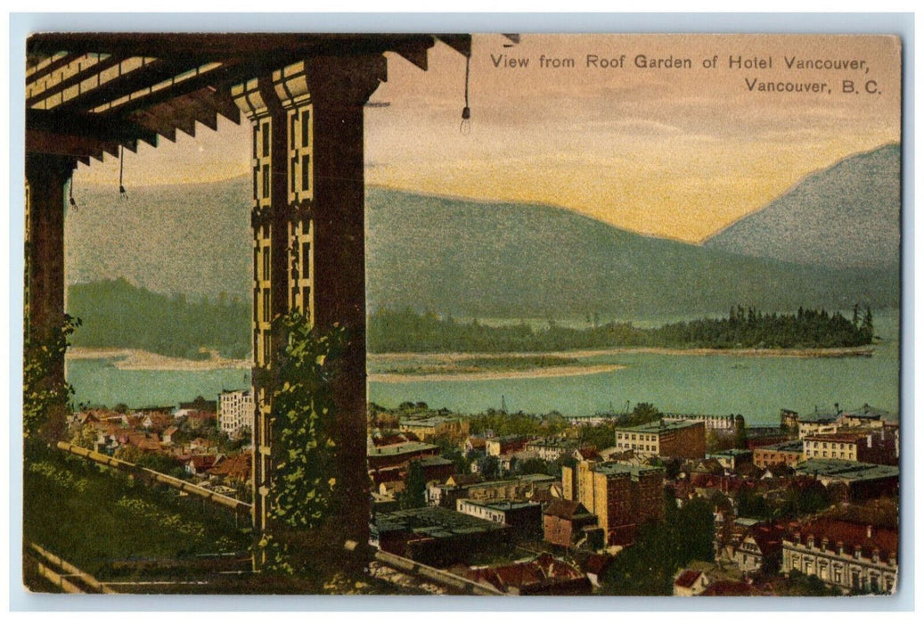1924 View from Roof Garden of Hotel Vancouver British Columbia Canada Postcard