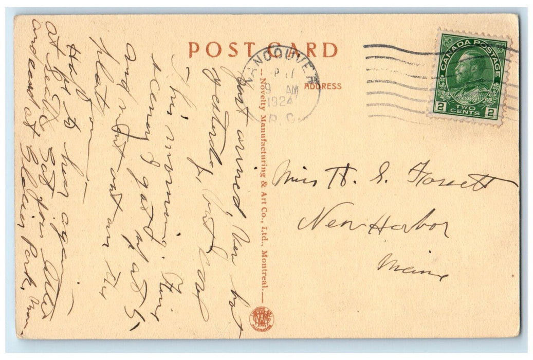 1924 View from Roof Garden of Hotel Vancouver British Columbia Canada Postcard