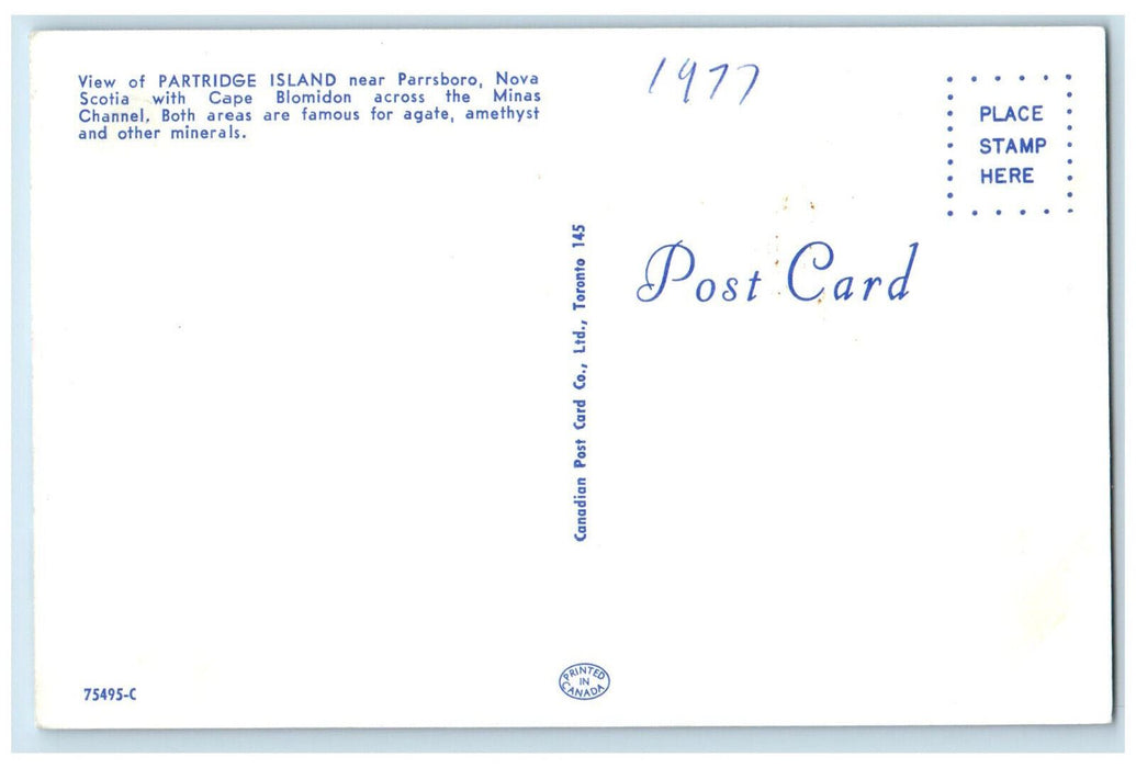 c1950's View of Partridge Island Near Parrsboro Nova Scotia Canada Postcard