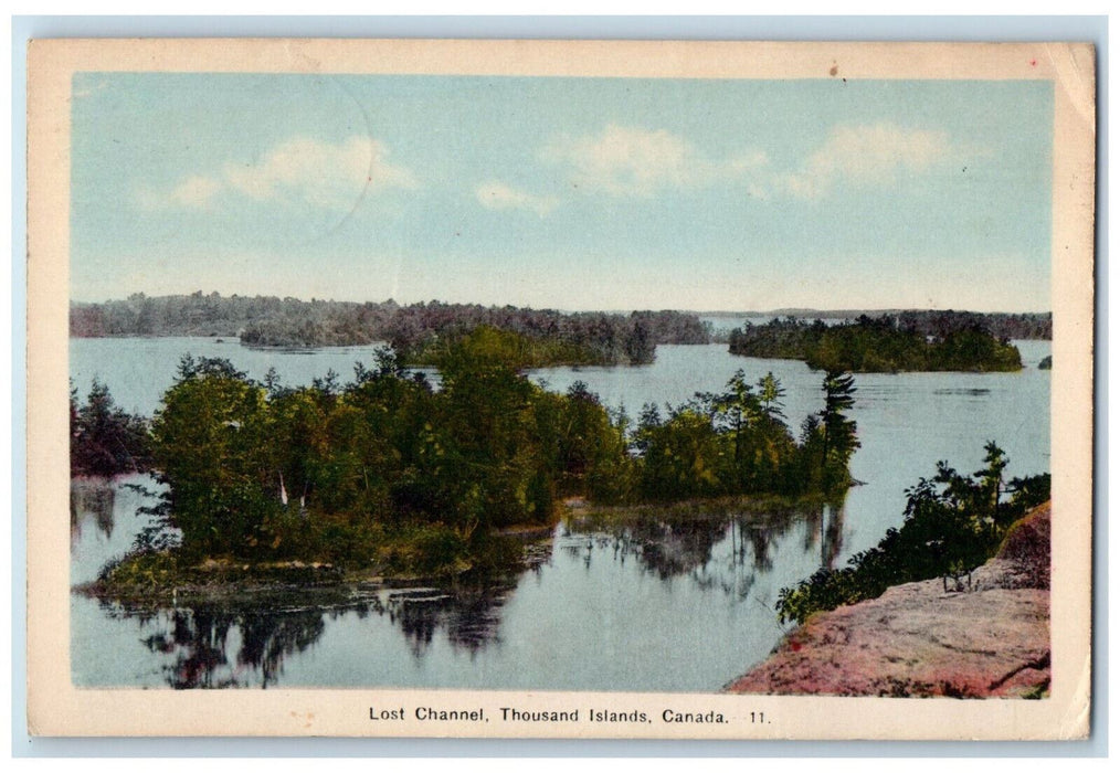 1938 River Scene Lost Channel Thousand Islands Canada Vintage Postcard