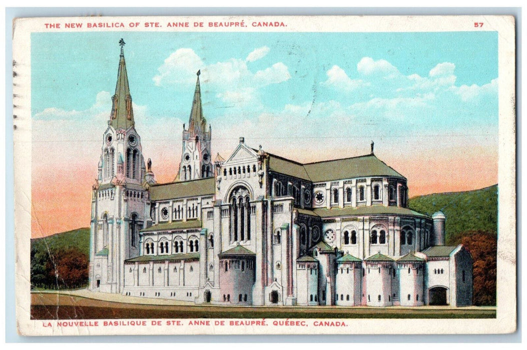 1927 The New Basilica of Ste. Anne De Beaupre Canada Vintage Postcard