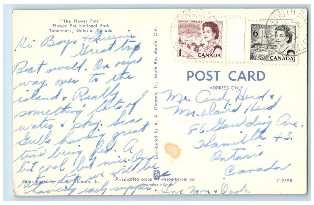 c1960's The Flower Pots National Park Tobermory Ontario Canada Postcard