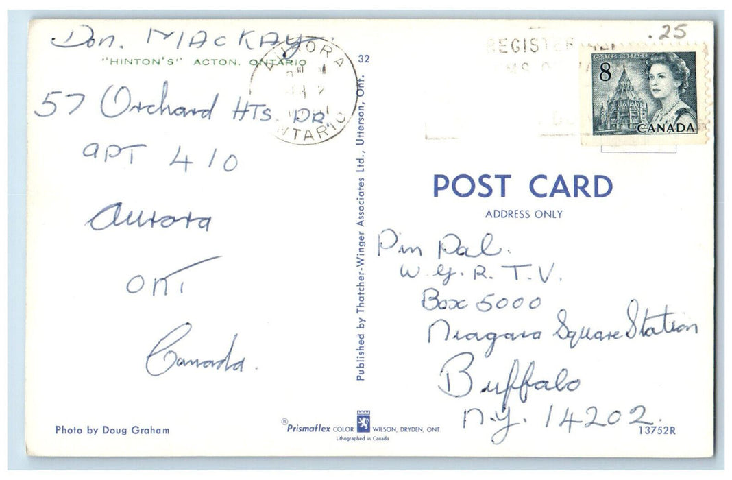 c1960's Boy Sitting at Rock "Hinton's" Acton Ontario Canada Postcard