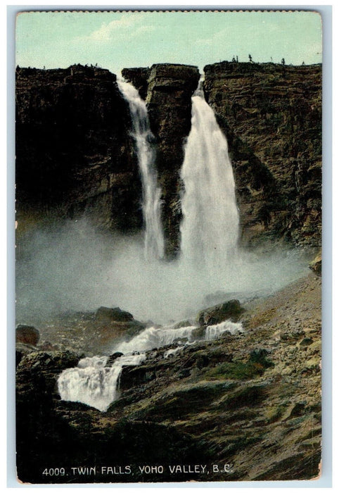 c1910 Twin Falls Yoho Valley British Columbia Canada Antique Postcard